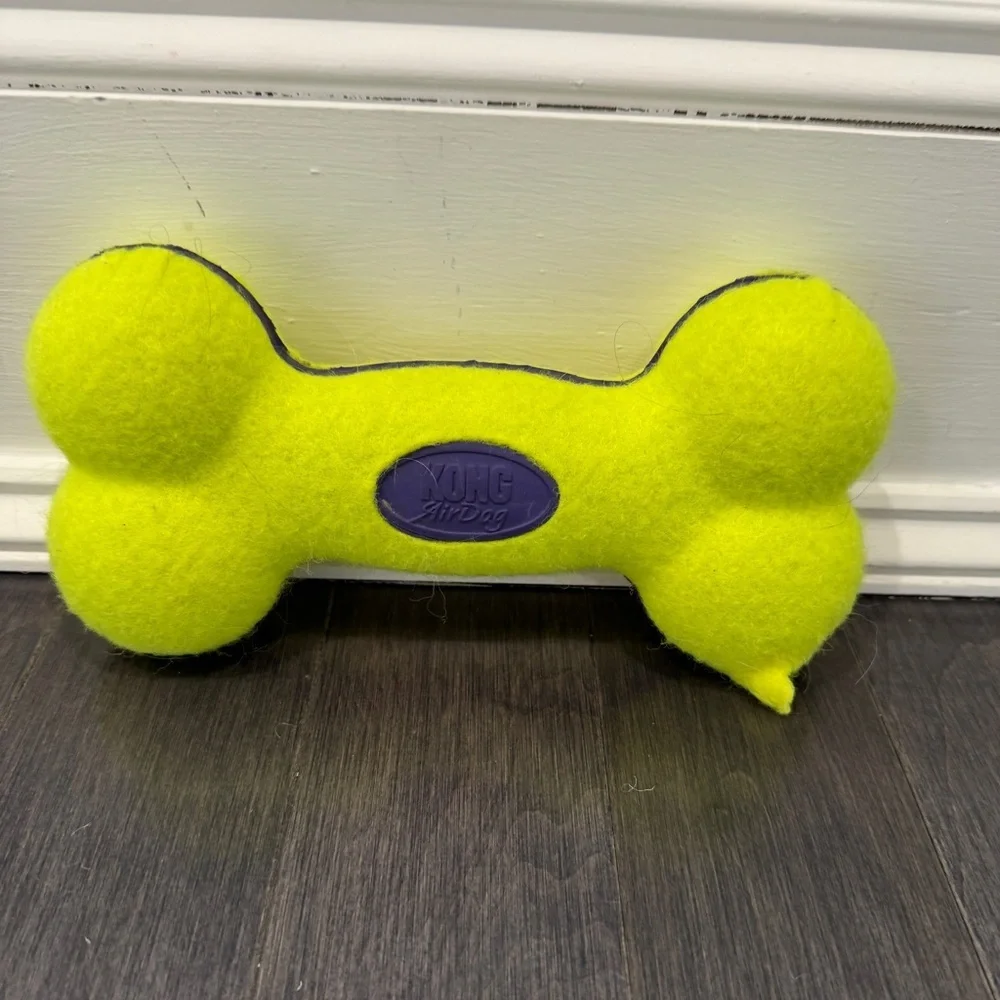 Kong AirDog Large Dog Pet Tennis Ball Bone Toy - Vibrant Yellow
